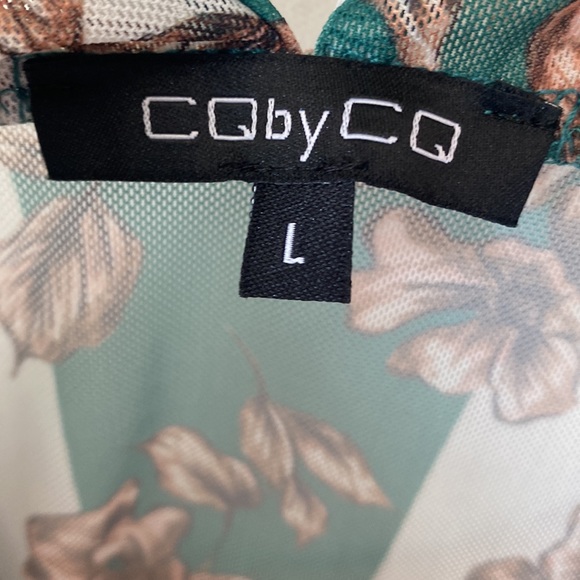 (A4c) CQ by CQ sleeveless bodysuit green white and tan floral, Size Large, NWT - Picture 5 of 11